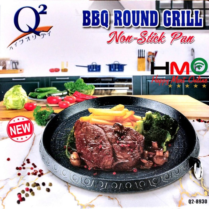 BBQ Round Grill Pan Teflon Pemanggang Panggangan Kompor Q2-8930