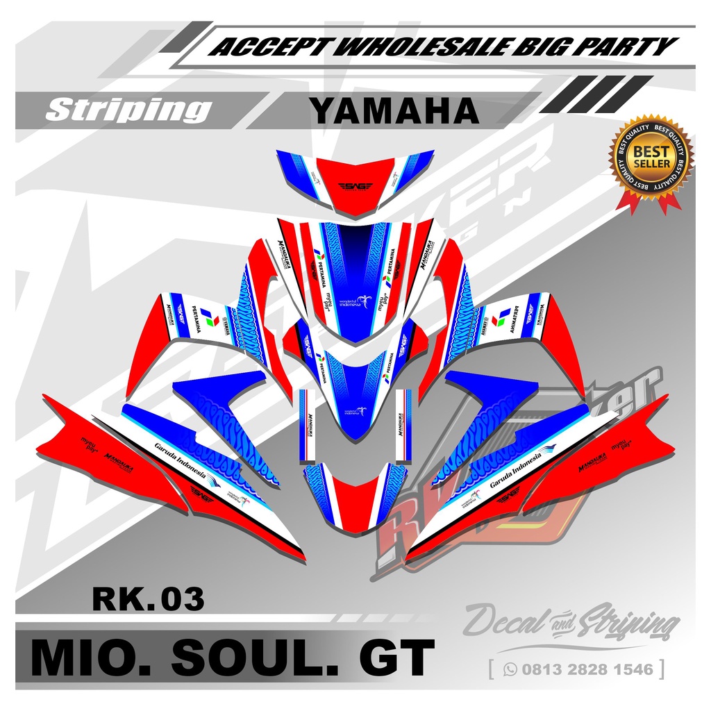 Sticker Decal Mio Soul GT - Sticker Decal Full Body Motor Mio Soul GT Motif Mandalika. RK.03