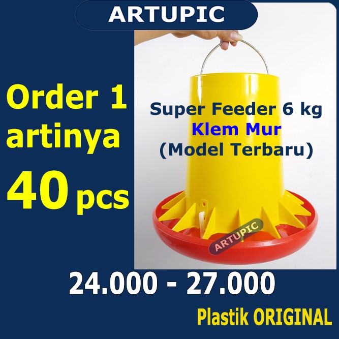 Super Feeder 6 Kg Klem Mur KELIPATAN 40 Tempat Makan Ayam Pedaging Broiler 6kg Artupic KELIPATAN 40