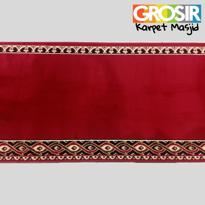sajadah Karpet tebal 8mm sejadah mushola Karpet masjid Medeena meteran murah - Merah Polos M bestsel
