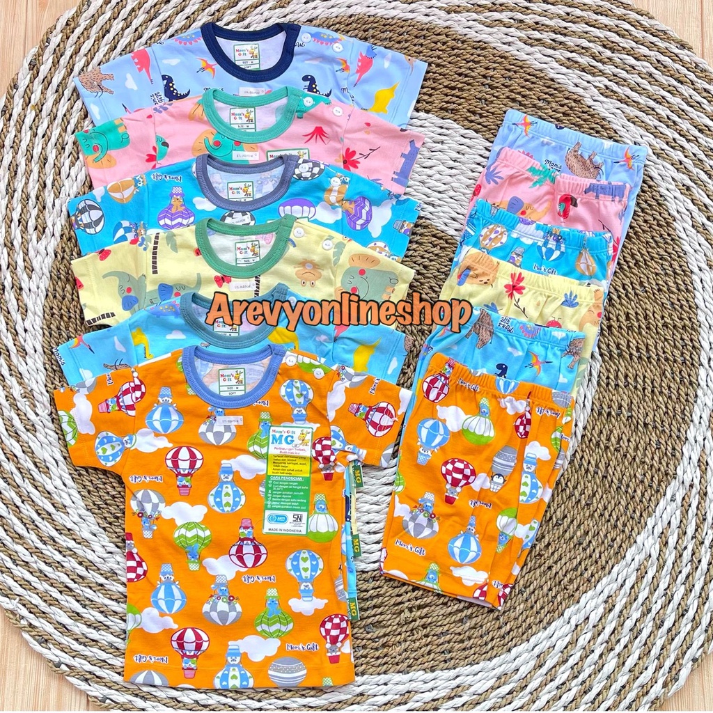 Setelan Baju Bayi Oblong Pendek Moms Gift Baju Pendek Celana Pendek Motif Baloon Seaworld SML XL 4 Bulan - 4 Tahun