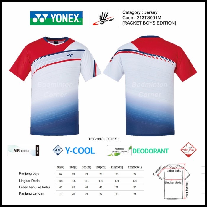 Baju Badminton Jersey Yonex Korea 213Ts001M Racket Boys Original