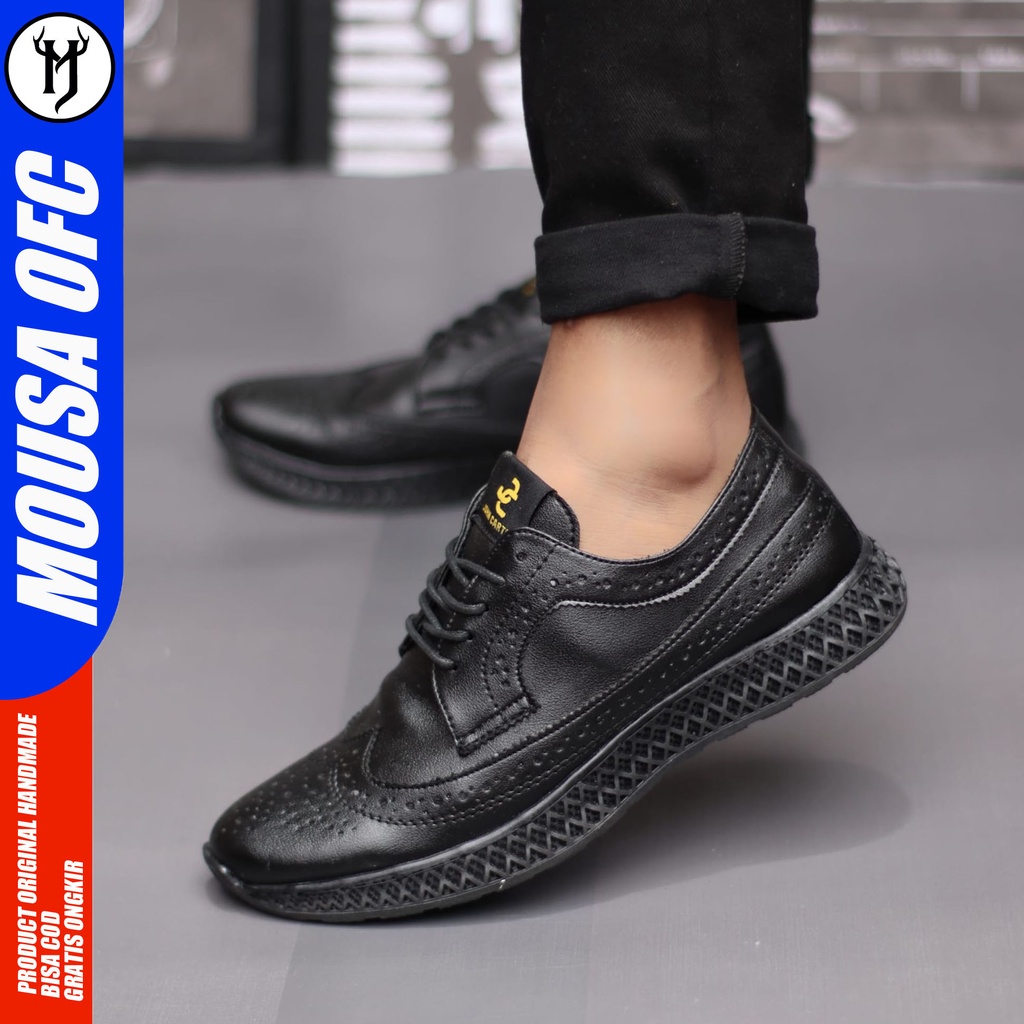 Sepatu Formal Pria Full Black Sepatu Sneakers Kasual Mousa Minotur