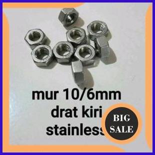 mur 10 tau m6 drat kiri steinless isi 2 pcs. 1M4R23 last stok