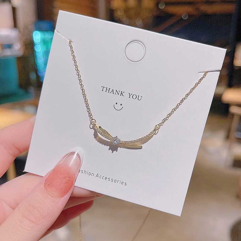 Fashion Baru Wanita Geometris Zirkon Baja Titanium Kalung Berlian Liontin Choker Necklaces