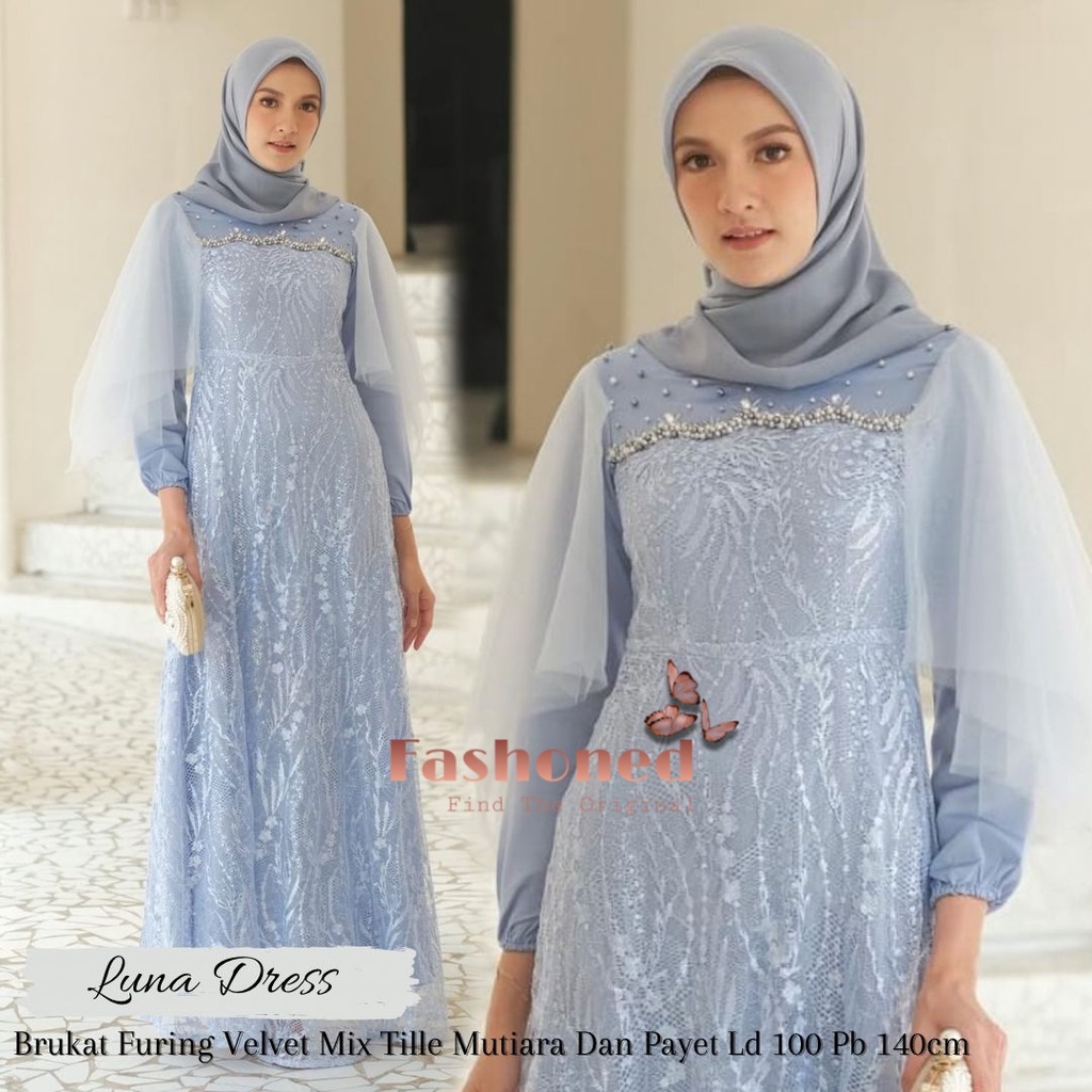 Luna Dress Brukat Muslim Jumbo XXXL Ld 120CM Ld 110CM Ld 100CM Brokat Lucia Dress Calista Maxi Premium Kondangan Kekinian Terbaru Lebaran Grosir Dres Pesta Tunagan Lamaran Pernikahan Resepsi Wisuda Seragaman Baju Lebaran Gaun Pesta Murah Konveksi Sage