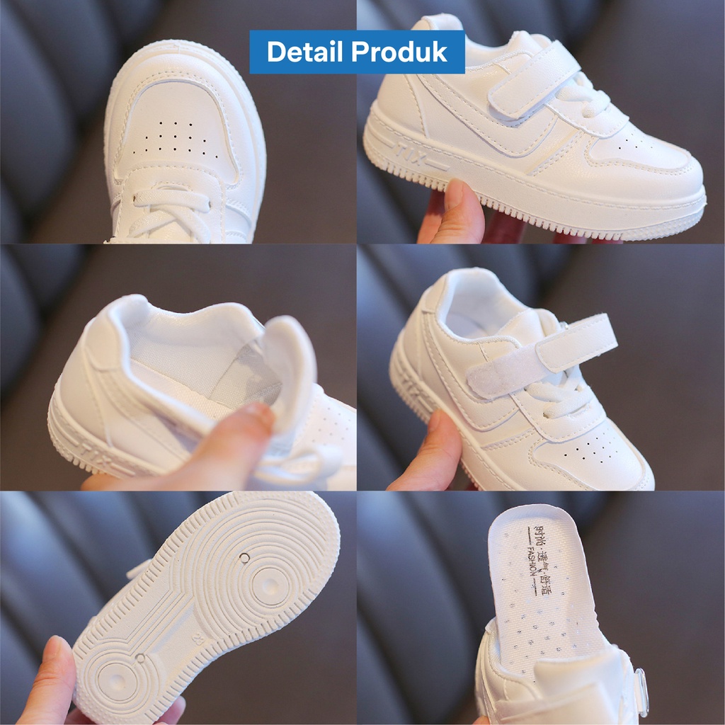 LAPAGO - Sepatu Sneaker Casual Anak Laki Laki Perempuan Putih Import Usia 1 - 11 Tahun Type MEM