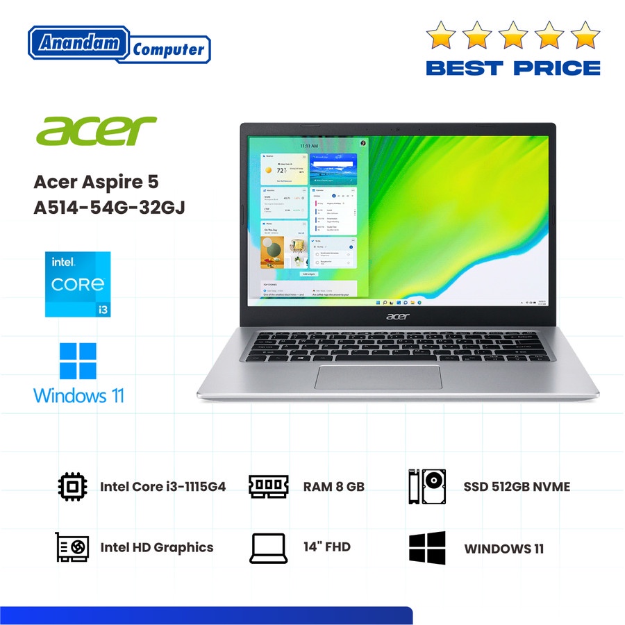 ACER ASPIRE 5 A514-54G-32GJ 14&quot; HD i3-1115G4 8GB 512GB SSD WIN 11