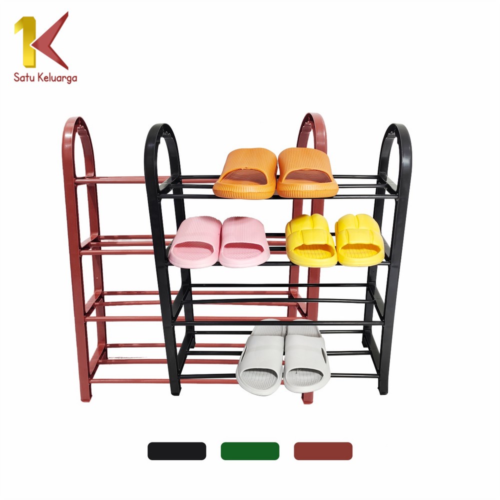 Satu Keluarga Rak Sepatu Sandal 4 Tingkat C807 Home Organizer Shoe Rack Penyimpanan Multifungsi Baha