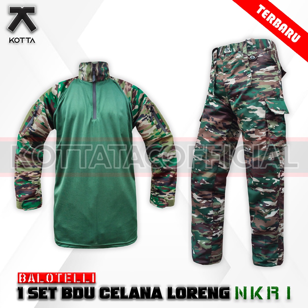 SATU SET SETELAN BAJU KAOS BDU CELANA LORENG NKRI TERBARU - KAOS DRYFIT NKRI TERBARU - CELANA CARGO LORENG PDL PANJANG LORENG TNI TERBARU - KAOS BDU TACTICAL LORENG KASAD TERBARU