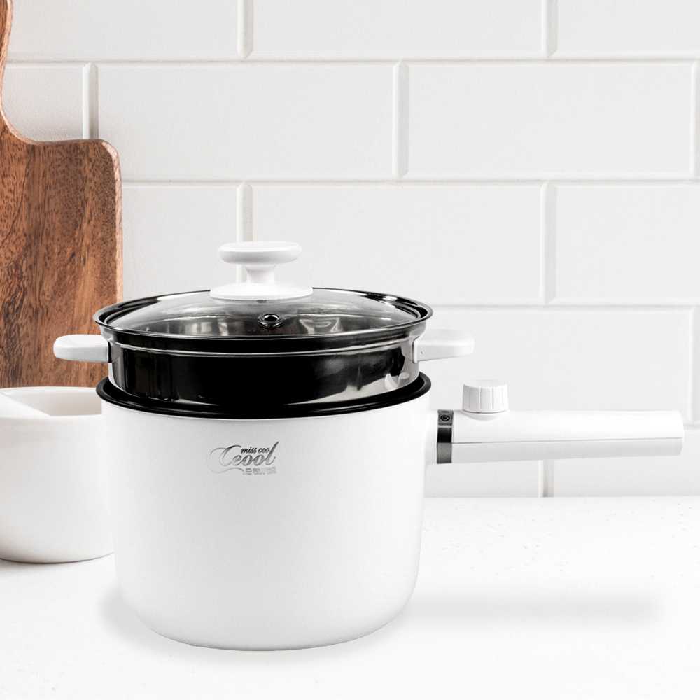 (BISA COD) FTIHSHP Ceool Panci Listrik Pot Electric Cooker 1.5L with Steamer - AJL-10B-1