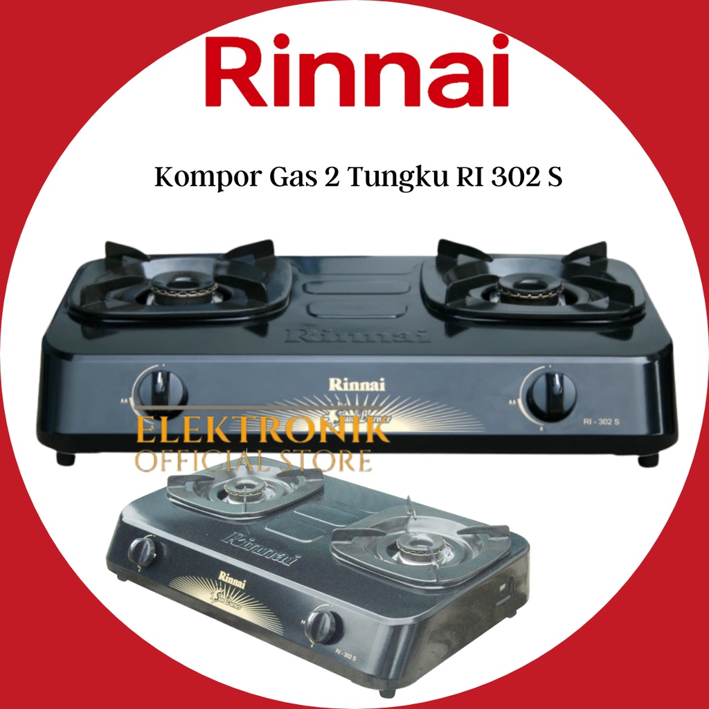 RINNAI KOMPOR GAS 2 TUNGKU RI 302S /RI 302S/RI-302S/RI 302 S/RI302S/100% ORIGINAL/GARANSI RESMI