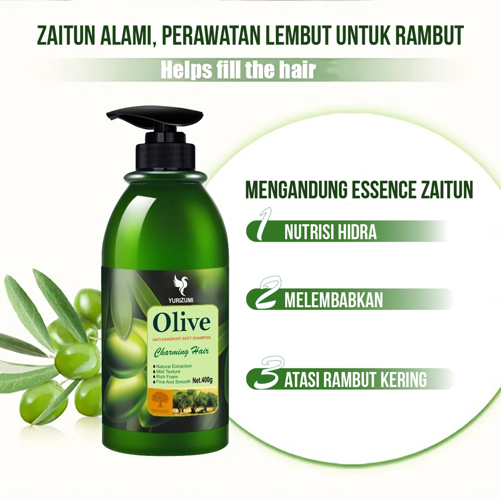 SHINE STAR - BISA COD - Yurizumi Shampoo Olive &amp; Condisioner / Shampoo Anti Ranbut Rontok - Perawatan Rambut Rontok / Sampo Anti Ketombe / Sampo Anti-Dandruff - Shampoo Pelurus Rambut Original / Menutrisi Rambut 400GR