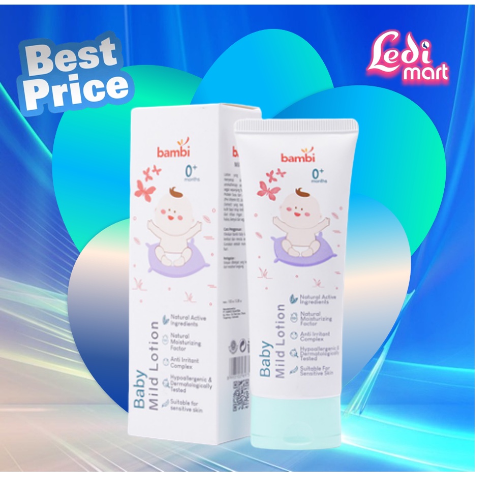 ORIGINAL Bambi Baby Mild Lotion 100ml / Body Lotion Bayi Kulit Normal - Sensitif Kaya Kandungan Protein Susu Nabati / Moisture Pelembab