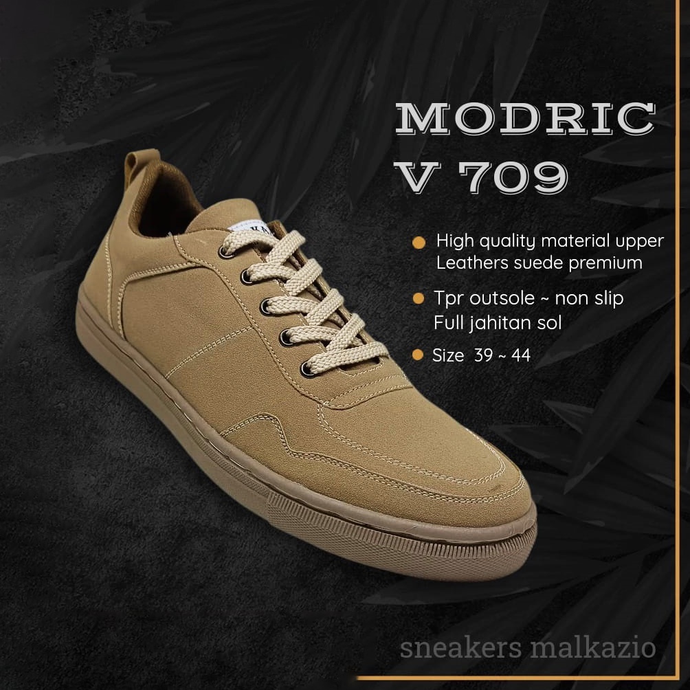 MODRIC X ZAGIB V.709 | Sepatu Pria Sneaker Tali Casual Remaja Dark Beige