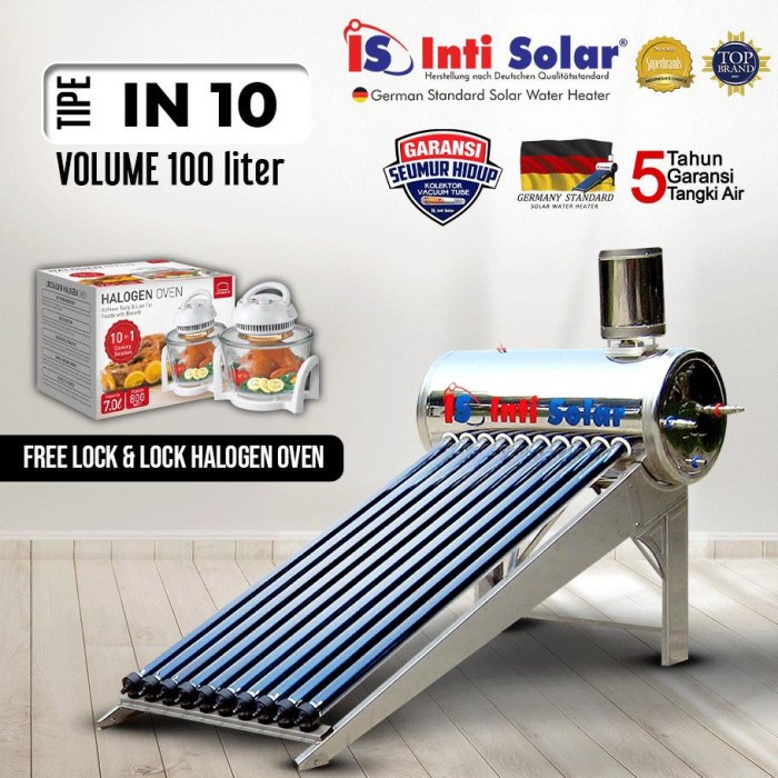 PEMANAS AIR SOLAR WATER HEATER INTI SOLAR IS 10 IN STAINLES