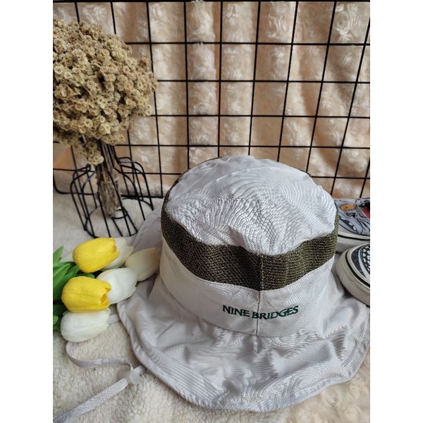 preloved topi rimba bucket hat buket cream hijau outdor cewek cowok