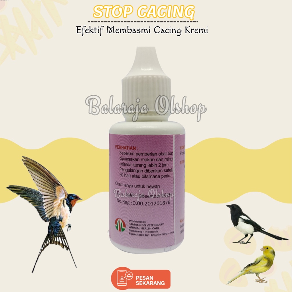 Obat Cacing Burung - Stop Cacing 30 Ml - Efektif Efisien Basmi Cacing Pada Burung