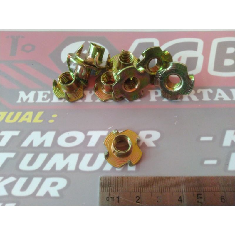 Tee Nut M8 / Mur Cakar M8 (Baut 12) / Mur Tanam Kayu / T Nut / Mur Furniture