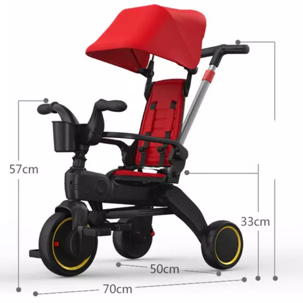 Mmflight Sepeda Roda Tiga Tricycle Stroller Baby Sepeda Anak Lipat