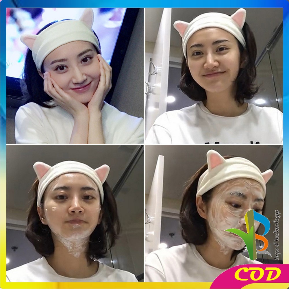 RB-C67 Bando Masker Motif Kuping Kucing Wanita Bahan Bludru / Bando Korea Facial Headband Hairband Women Aksesoris Rambut Import