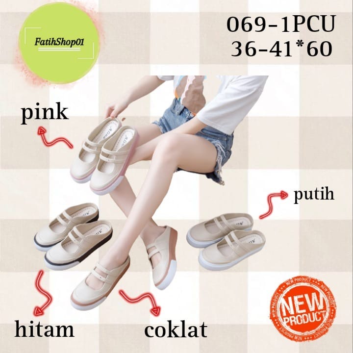 sandal selop mules wanita dewasa korean style 069-1 (36-41) sandal selop wanita murah