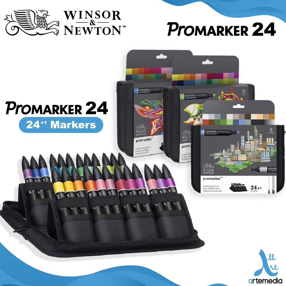 

Marker Winsor & Newton Promarker Set 24 Wallet Dual Point Pena Kuas Warna Alcohol Base Sekelas Copic
