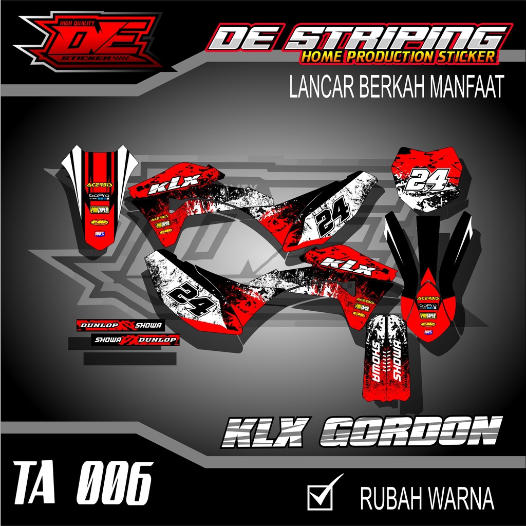 STIKER DECAL KLX GORDON FULLBODY STRIPING MOTOR KLX GORDON TA006
