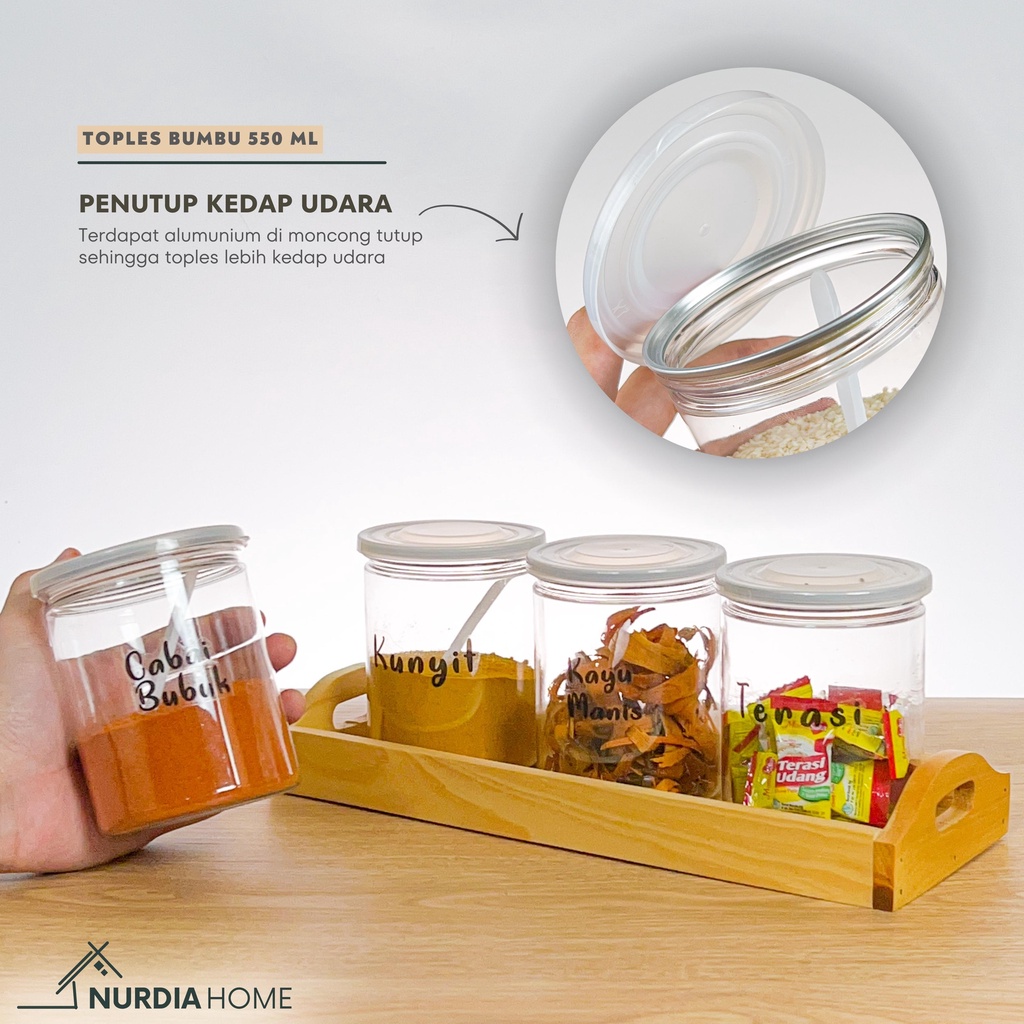 Toples Bumbu Dapur 550 ml Nurdia Home (Tempat bumbu dapur / Wadah bumbu dapur / Botol Bumbu) - J03