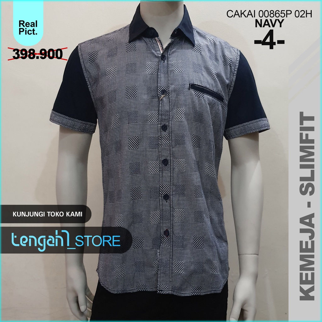 Kemeja CARDINAL Original Pola Slimfit | Kemeja Pria Lengan Pendek | Kemeja Lengan Pendek Motif Print