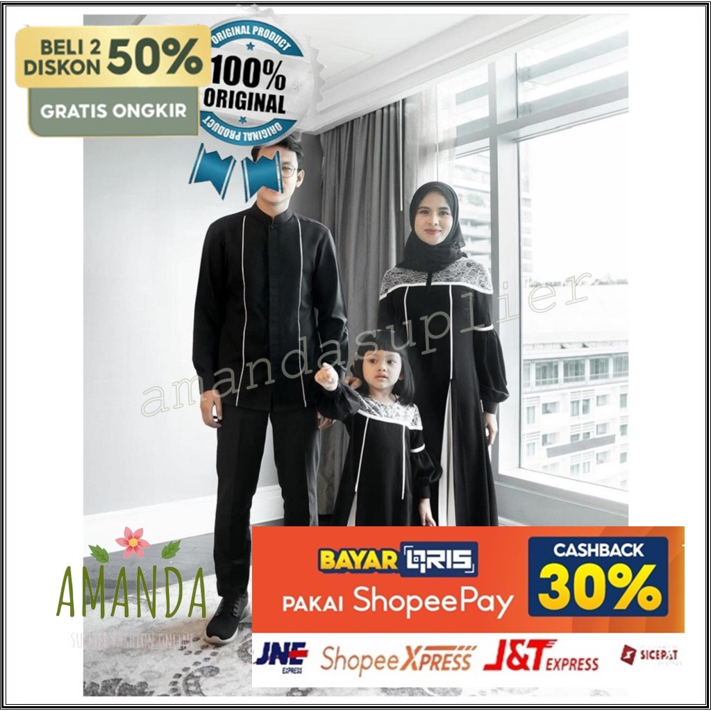 GAMIS LEBARAN IBU DAN ANAK WARNA DARK HITAM PREMIUM MATT CERUTY BABYDOLL PREMIUM FASHION MUSLIM WANI