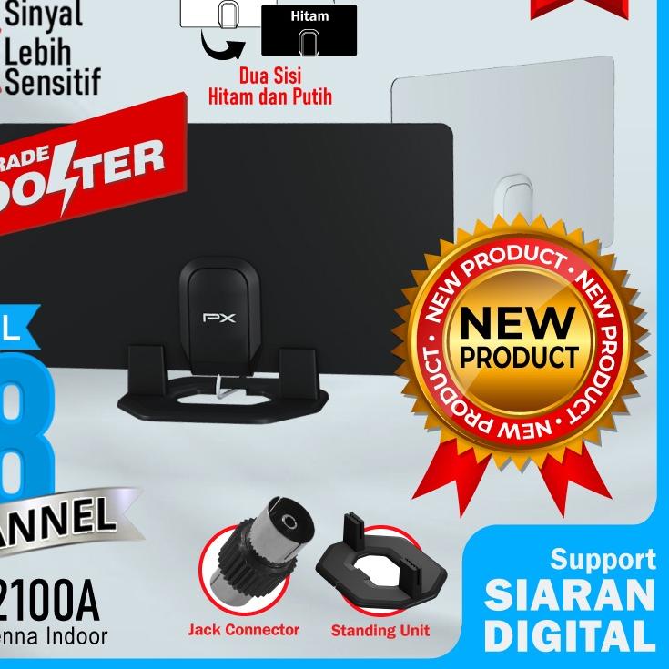 ✻ Antena TV Digital Analog Indoor Dinding DVB-T2 + Booster PX UDA-2100A ➫