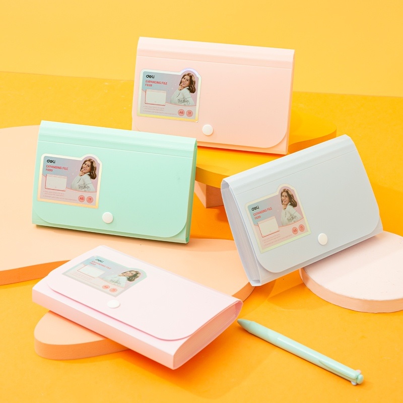 

EXPANDING FILE B6 A6 MINI PASTEL DELI F699 MAP SEKAT GIRO UANG DOMPET KANCING WARNA