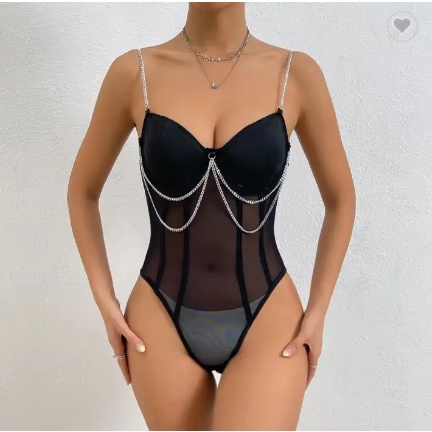 SEXY LACE BODYSUIT CHAIN
