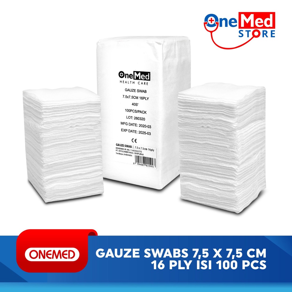 Kasa Lipat Gauze Swabs 7,5x7,5cm 16ply OneMed Pak isi 100