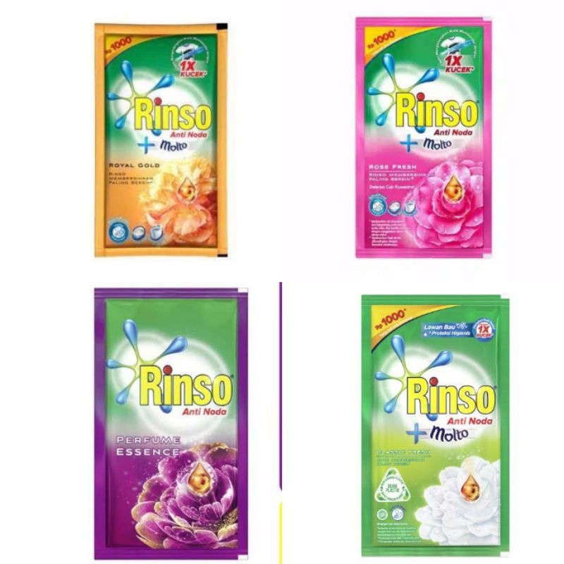 Rinso Molto Detergent Cair 38 ML X 12 SACHET Deterjen Pewangi, Liquid Detergent