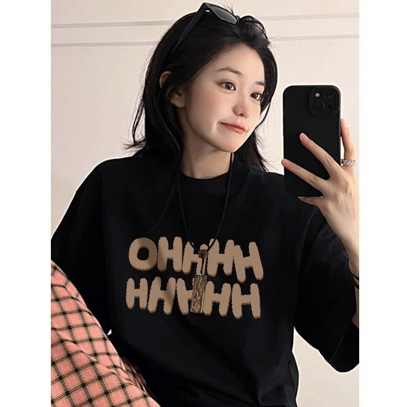 Red DALNSA katun lengan pendek t-shirt pria dan wanita trend in T-shirt 2023 musim semi dan musim panas bagian tipis fashion versi Korea gaya Amerika longgar