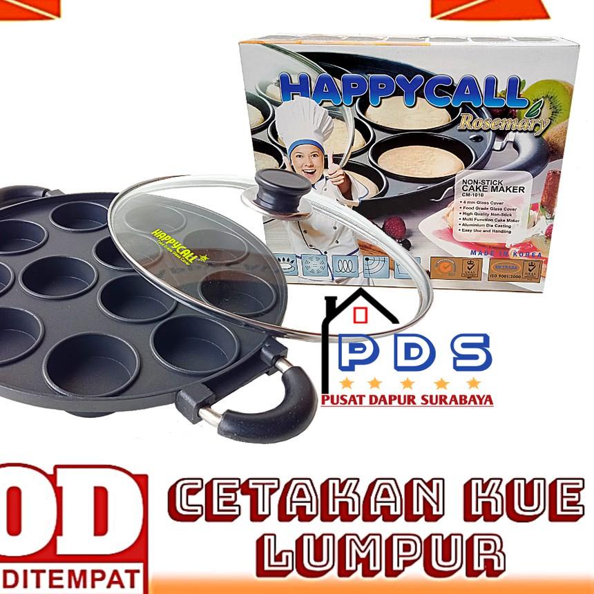 ✵ Happy Call Cetakan Kue Lumpur 12 Lubang Datar Snack Maker Loyang Martabak Mini ➣