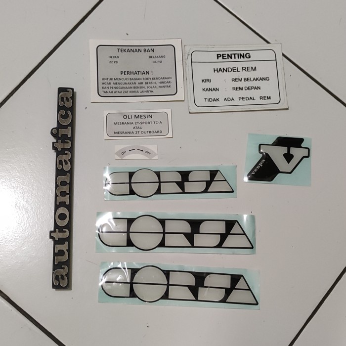 PAKET EMBLEM & DECAL VESPA CORSA ORI ALA ALA