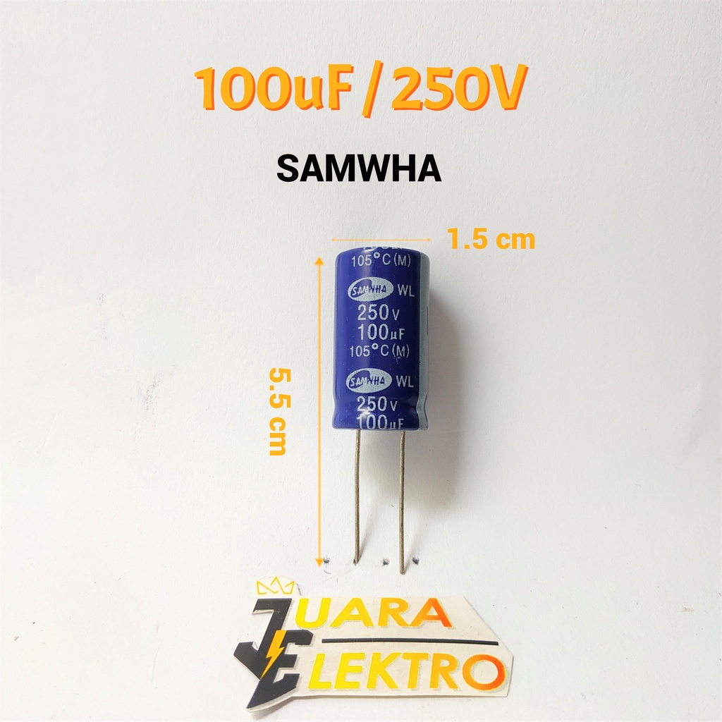 KAPASITOR ELCO 100uF / 250V (1 Pcs) | Capasitor Elko 100 uF/250 Volt SAMWHA