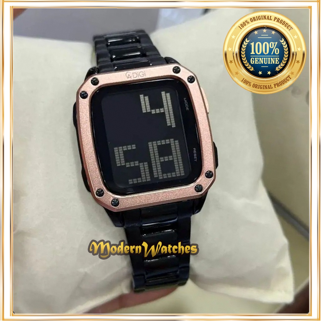 Jam Tangan Digital Alexandre Christie AC 9353 Kotak Wanita Black Rosegold Terbaru Alexander 100% Ori