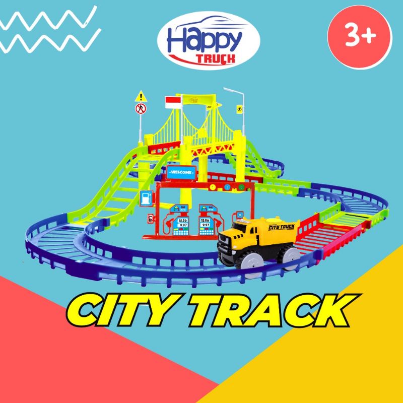 Happy Truck City Track - Mainan Anak Lintasan Mobil