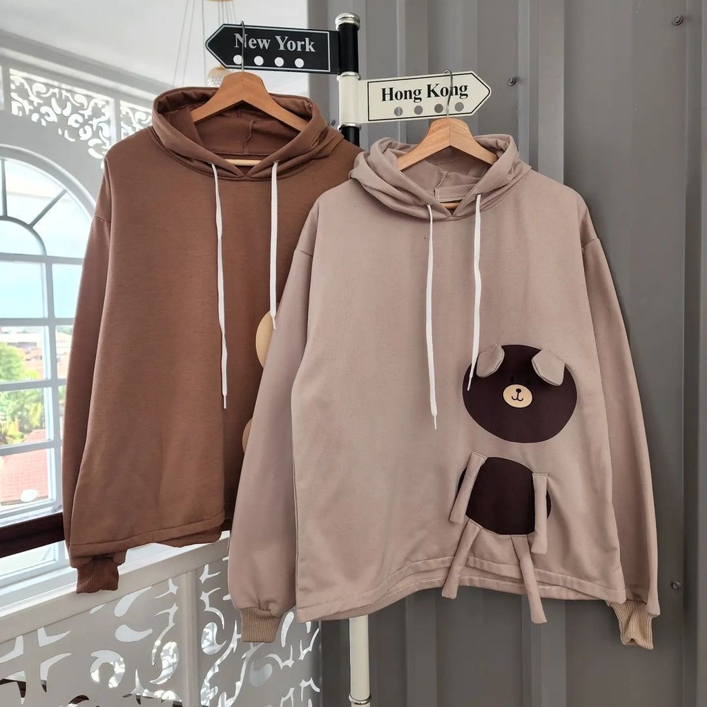 ( isi 2 pcs) Terbaru jaket hoodie BERUANG 3D / Jaket couple pasangan terbaru / sweater couple pasang