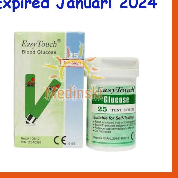 ♀ Easy Touch Strip Tes Cek Gula Darah Isi 25 Stik Gds Glucose EasyTouch ☏