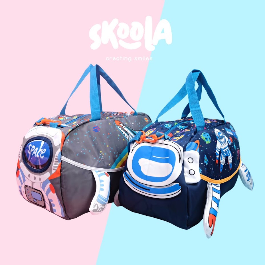 Skoola Tas Travel Pakaian Gym Anak Laki - Laki Astronot Dinosaurus Bola - Duffle