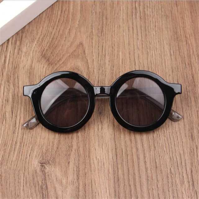 Kacamata Hitam Anak Anti UV Round Vintage Style - WF52 - Black