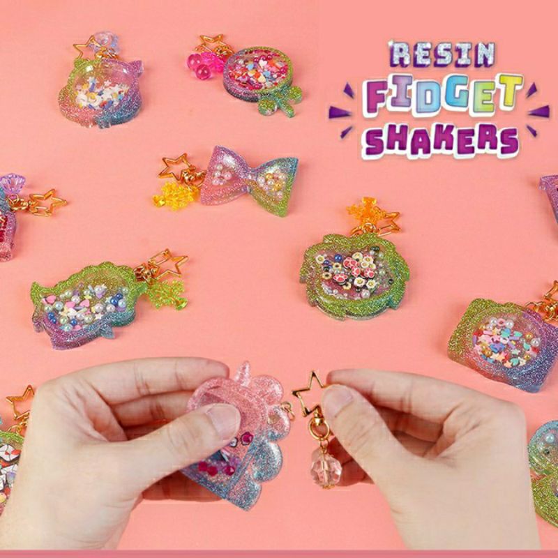 NEW! Mainan Fidget Resin Shaker Mainan Kreativitas Edukasi Anak DIY Toys Gantungan Kunci Resin Glitter Slime Unik Kado Gift Ultah