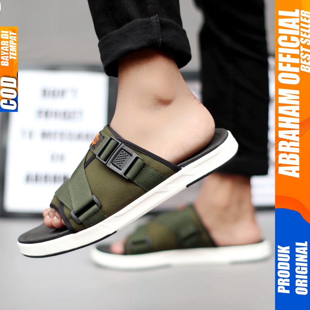 ABRAHAM Sandal Slide Slop Pria Original Distro Sendal Selop Cowok Kekinian