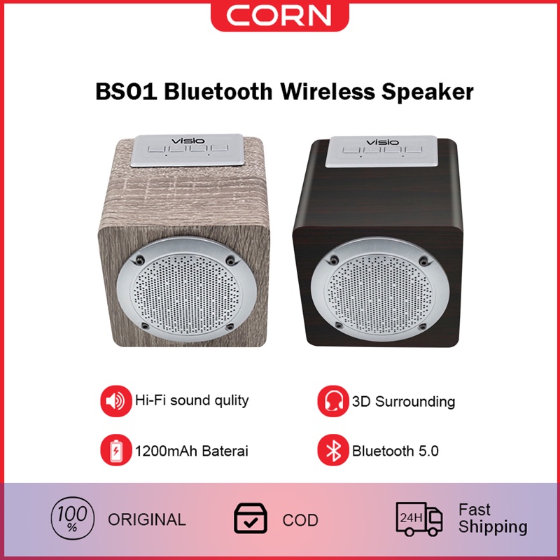 VISIO BOS1 HiFi Speaker Bluetooth Portable Wireless SUPER Mega BASS Speker TWS 1200mAh Waterproof Support USB/TF Play for Laptop TV Phone Outdoor