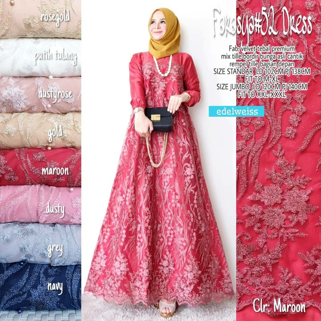 Farasya Dress #52 Gamis Kondangan Super Jumbo xxxl Ld 130cm Gamis Brukat Jumbo Gamis Lebaran Terbaru Dress Muslimah Gaun Pesta Gamis Seragam Pernikahan Outfit Bridesmaid Terbaru Gaun Resepsi Pernikahan Muslimah Wedding Dreses Warna Rose Gold Greentea Nude